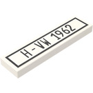 LEGO Weiß Fliese 1 x 4 mit H-VW 1962 License Platte Aufkleber (2431)