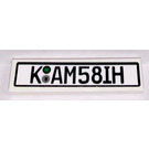 LEGO White Tile 1 x 4 with KAM581H Sticker (2431)