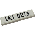 LEGO White Tile 1 x 4 with 'LKJ 8273' Sticker (2431)