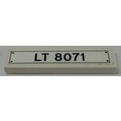 LEGO White Tile 1 x 4 with 'LT 8071' Sticker (2431)