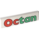 LEGO Weiß Fliese 1 x 4 mit Octan Logo (2431)