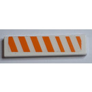 LEGO Weiß Fliese 1 x 4 mit Orange und Weiß Streifen Links Aufkleber (2431)