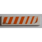 LEGO Weiß Fliese 1 x 4 mit Orange und Weiß Streifen Recht Aufkleber (2431)