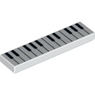 LEGO Wit Tegel 1 x 4 met Piano Keyboard (2431 / 65679)