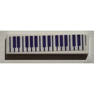 LEGO White Tile 1 x 4 with Piano Keyboard Sticker