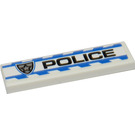 LEGO White Tile 1 x 4 with 'POLICE' and Police Badge (Left) Sticker (2431)