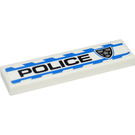 LEGO Weiß Fliese 1 x 4 mit 'Polizei' und Polizei Badge (Recht) Aufkleber (2431)