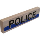 LEGO White Tile 1 x 4 with Police (Blue Stripe) Sticker (2431)