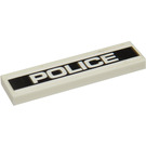 LEGO White Tile 1 x 4 with 'POLICE' on Black Stripe Sticker (2431)
