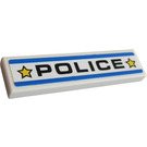 LEGO Weiß Fliese 1 x 4 mit "Polizei" Aufkleber (2431)