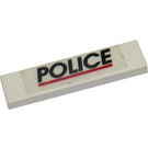 LEGO Weiß Fliese 1 x 4 mit 'Polizei' mit rot Line Aufkleber (2431)