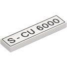 LEGO White Tile 1 x 4 with 'S - CU 6000' (2431 / 78249)