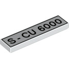 LEGO White Tile 1 x 4 with 'S - CU 6000' (2431 / 78249)