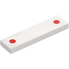 LEGO Weiß Fliese 1 x 4 mit Zwei Rot Dots (2431)