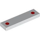 LEGO White Tile 1 x 4 with Two Red Dots