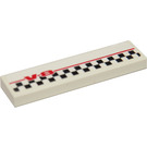LEGO White Tile 1 x 4 with 'V-8' and Checkered Pattern Sticker (2431)