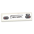 LEGO White Tile 1 x 4 with WU 3A94 License Plate and Tail Lights Sticker (2431)