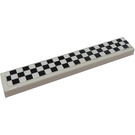 LEGO blanc Tuile 1 x 6 avec Noir et blanc Checkered Modèle Autocollant (6636)
