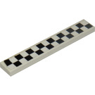 LEGO Weiß Fliese 1 x 6 mit Schwarz / Weiß Chequered Muster Aufkleber (6636)
