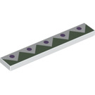 LEGO Blanc Tuile 1 x 6 avec Dots et Vert Sable Triangles (6636 / 24861)