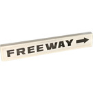 LEGO White Tile 1 x 6 with 'FREEWAY' and Right Arrow Sticker (6636)
