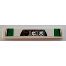 LEGO White Tile 1 x 6 with Gauges and Red, Black and Green Pattern Sticker (6636)