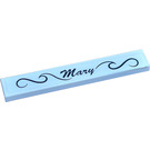 LEGO White Tile 1 x 6 with "Mary" over a Wave Outline Sticker (6636)