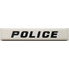 LEGO White Tile 1 x 6 with 'POLICE' Bolt Italic Sticker (6636)