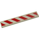 LEGO White Tile 1 x 6 with Red and White Danger Stripes Left 7592 Sticker (6636)