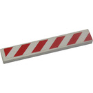 LEGO White Tile 1 x 6 with Red and White Danger Stripes Right 7592 Sticker (6636)