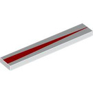 LEGO White Tile 1 x 6 with Red Stripe (6636 / 105187)