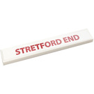 LEGO White Tile 1 x 6 with 'STRETFORD END' Sticker (6636)