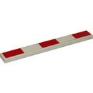 LEGO Weiß Fliese 1 x 8 mit rot und Weiß Danger Aufkleber (4162)