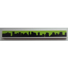 LEGO White Tile 1 x 8 with Skyline on Lime Background Sticker (4162)