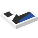 LEGO Weiß Fliese 2 x 2 Ecke mit Schwarz und Blau Shapes Aufkleber