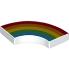 LEGO White Tile 2 x 2 Curved Corner with Red, Orange, Yellow, Green, and Blue Rainbow (27925 / 99260)