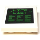 LEGO Weiß Fliese 2 x 2 Invertiert mit Desktop "NICE LIST" Aufkleber (11203)