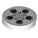 LEGO White Tile 2 x 2 Round with Alloy Wheel with Black and Silver Circles with Bottom Stud Holder (87743 / 102476)