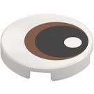 LEGO White Tile 2 x 2 Round with Black Pupil and Copper Iris with Bottom Stud Holder (49479 / 113421)