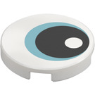 LEGO White Tile 2 x 2 Round with Black Pupil and Metallic Blue Iris with Bottom Stud Holder (44690 / 113420)