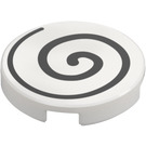 LEGO White Tile 2 x 2 Round with Black Spiral with Bottom Stud Holder (14769 / 37006)