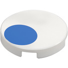 LEGO White Tile 2 x 2 Round with Blue Offset Circle with Bottom Stud Holder (14769 / 103644)