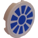 LEGO White Tile 2 x 2 Round with Blue Propeller Sticker with "X" Bottom (4150)
