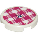 LEGO White Tile 2 x 2 Round with Chequered Cushion Sticker with Bottom Stud Holder (14769)