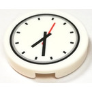 LEGO White Tile 2 x 2 Round with Clock Face with Red Second Hand Red second Hand with Bottom Stud Holder (14769 / 73806)