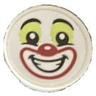 LEGO White Tile 2 x 2 Round with Clown Face Sticker with Bottom Stud Holder (14769)