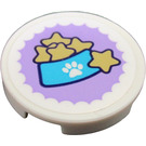 LEGO White Tile 2 x 2 Round with Dog Bowl and Star Treats Sticker with Bottom Stud Holder (14769)