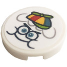 LEGO Weiß Fliese 2 x 2 Runden mit Gesicht und Propeller Hut Aufkleber mit unterem Bolzenhalter (14769)