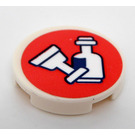 LEGO White Tile 2 x 2 Round with Glass and Bottle on a Coral Circle Sticker with Bottom Stud Holder (14769)
