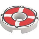 LEGO Vit Bricka 2 x 2 Runda med Hål i mitten med Lifebuoy Ringa (15535)